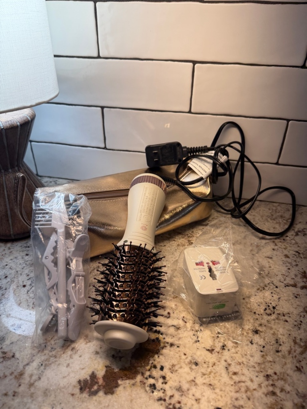 Gold Metallic Styling Set with Round Vent Brush